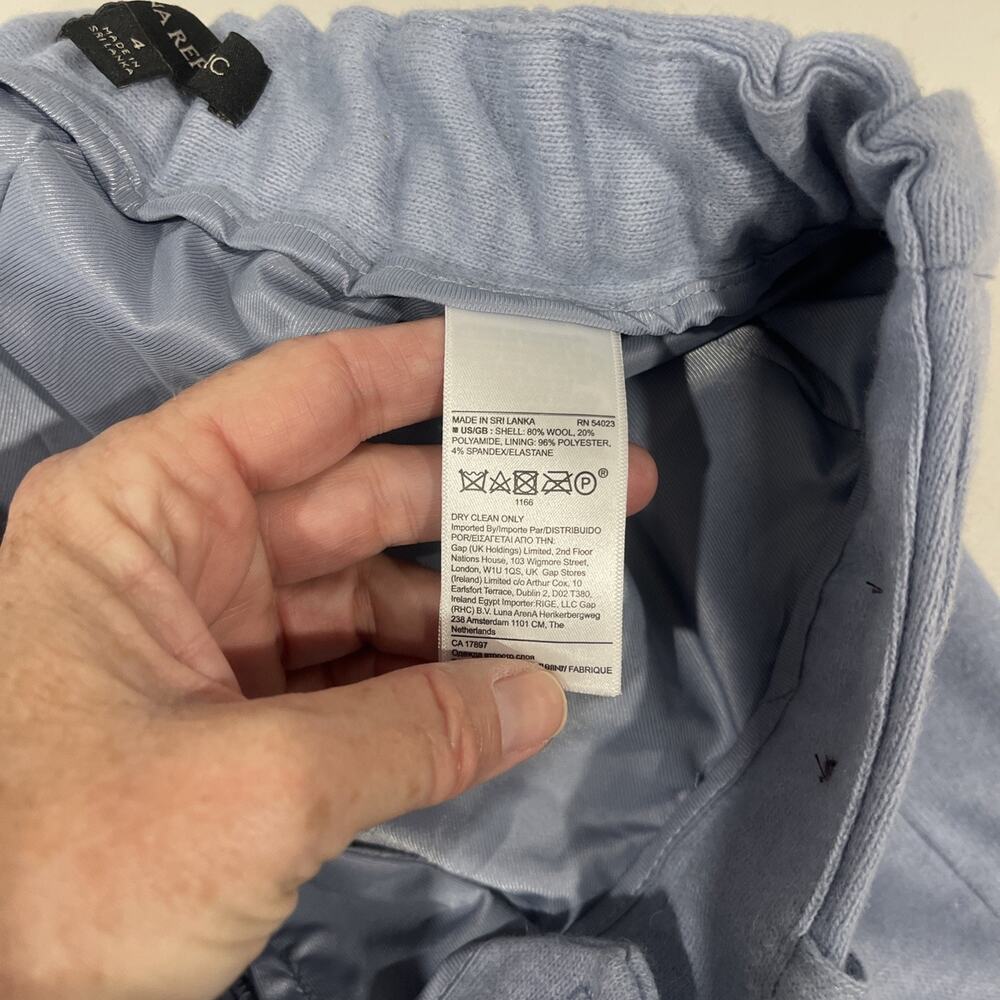 Banana Republic Women Sz 4 Wool Blend Wide Leg Trouser Pant Light Blue Stretch - Picture 12 of 13